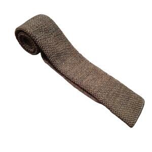 Vtg 80's Roosternit by Rooster 60% Wool 40% Mohair Knit Tie - Light Brown